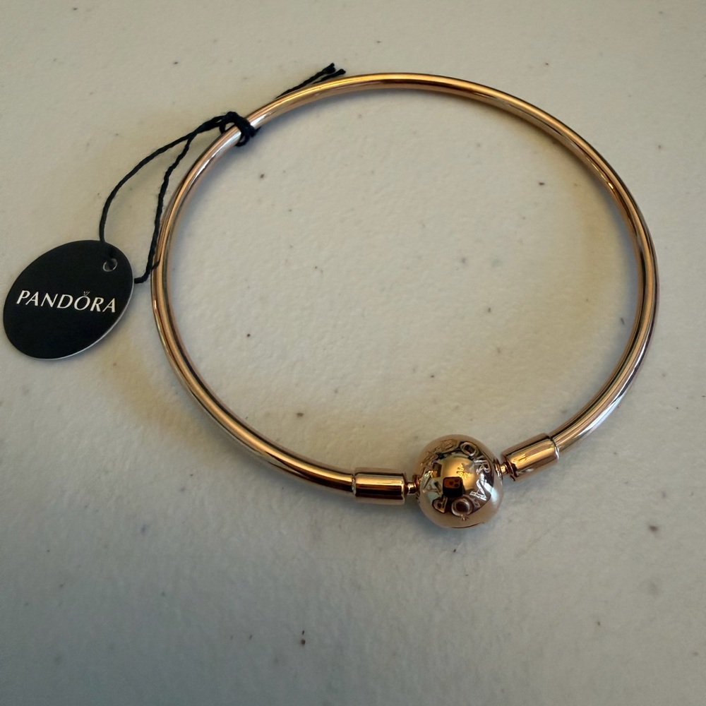 Pandora Rose Gold Bangle Bracelet with Signature Clasp